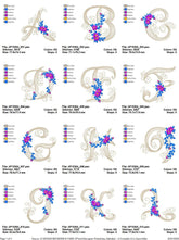 Floral Monogram Embroidery Alphabet – Complete A to Z Set - FineryEmbroidery